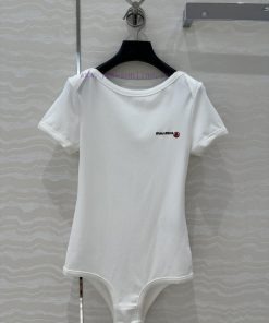 AL75931 Miu Miu Girl Outfit Zhao Jinmai's Embroidered Small Sailboat. Pure Cotton One-piece Bag f4ms2798
