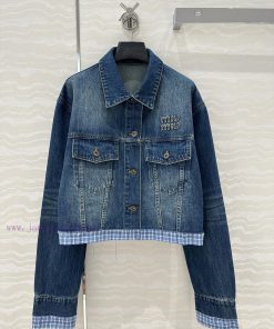 AW75933 Miu Miu Girls' Dress Up: Intellectual Molecular Academy Style Denim Denim Jacket Retro 99t6wo6u
