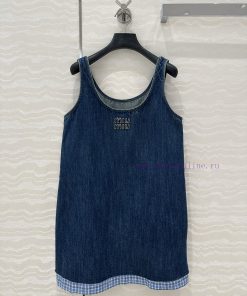 AL75935 Miu Miu Girls' Dressing: Intellectual Molecular Academy Style Denim Denim Dress Mischie v40sa4rb