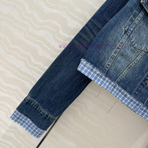 AW75933 Miu Miu Girls' Dress Up: Intellectual Molecular Academy Style Denim Denim Jacket Retro 99t6wo6u - Image 6