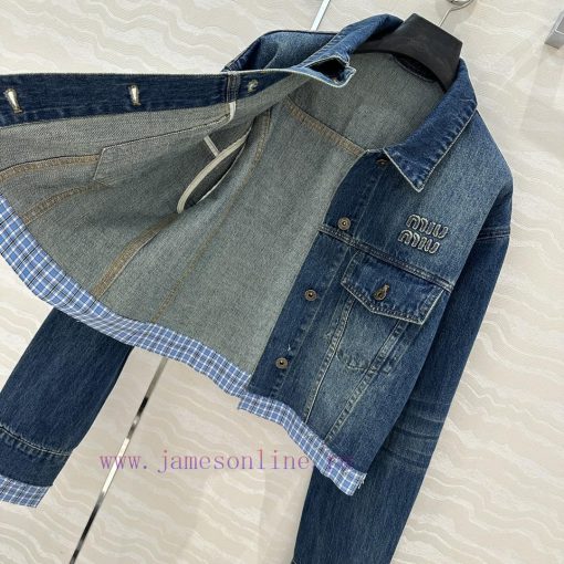 AW75933 Miu Miu Girls' Dress Up: Intellectual Molecular Academy Style Denim Denim Jacket Retro 99t6wo6u - Image 8