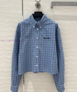 AC75936 Miu Miu Girls' Dressing: Intellectual Molecular College Style New Blue Checkered Short ah65b03y