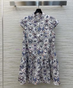 CL75937 Dior 25 Early Spring New Collection Butterfly Floral Print Flying Sleeve Dress With Pri 154cij7v