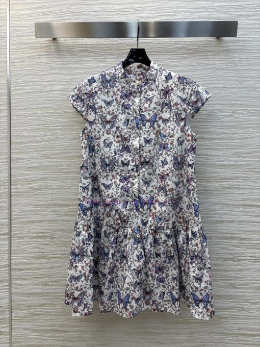 CL75937 Dior 25 Early Spring New Collection Butterfly Floral Print Flying Sleeve Dress With Pri 154cij7v - Image 2