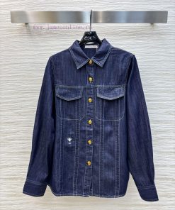 CC75939 Dior Retro Fashionable 25 Spring/Summer Little Bee Embroidered Decorative Cowboy Shirt 65y2uxfd