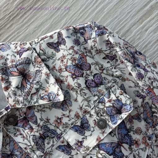 CW75938 Dior 25 Early Spring New Collection Butterfly Flower Pattern Printed Denim Jacket With 5ofi7e6c - Image 5