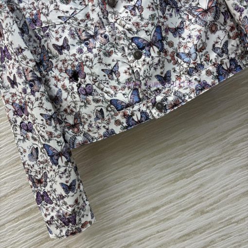 CW75938 Dior 25 Early Spring New Collection Butterfly Flower Pattern Printed Denim Jacket With 5ofi7e6c - Image 7