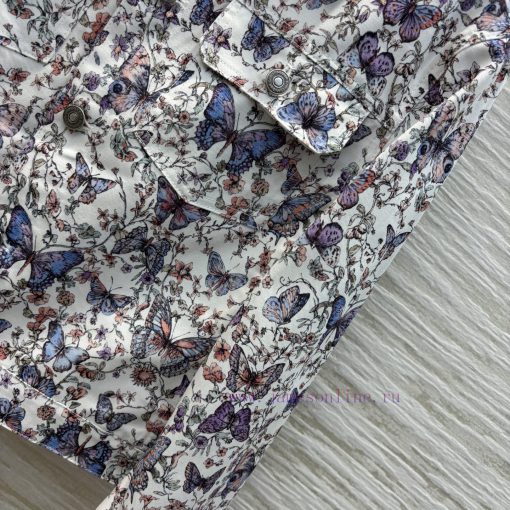 CW75938 Dior 25 Early Spring New Collection Butterfly Flower Pattern Printed Denim Jacket With 5ofi7e6c - Image 8