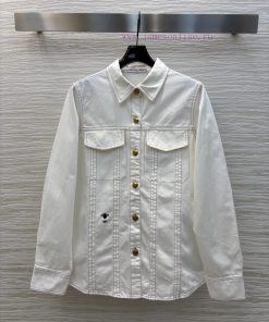 CC75939 Dior Retro Fashionable 25 Spring/Summer Little Bee Embroidered Decorative Cowboy Shirt pgtqktve