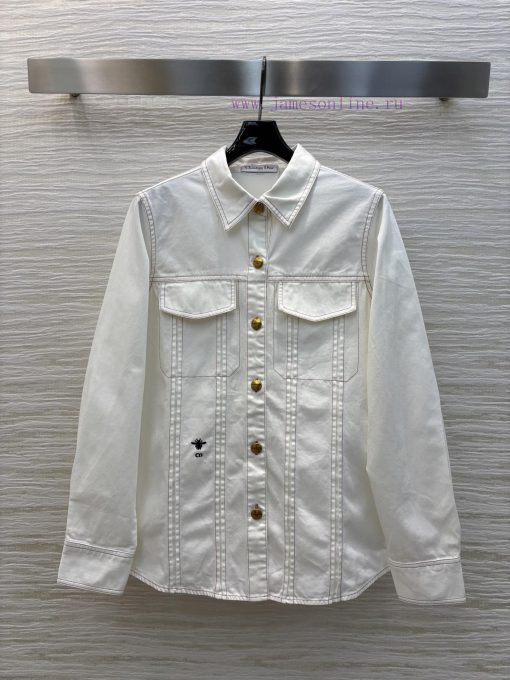 CC75939 Dior Retro Fashionable 25 Spring/Summer Little Bee Embroidered Decorative Cowboy Shirt pgtqktve