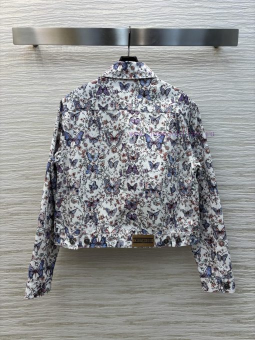 CW75938 Dior 25 Early Spring New Collection Butterfly Flower Pattern Printed Denim Jacket With 5ofi7e6c - Image 9