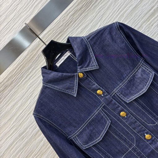 CC75939 Dior Retro Fashionable 25 Spring/Summer Little Bee Embroidered Decorative Cowboy Shirt 65y2uxfd - Image 6