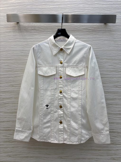 CC75939 Dior Retro Fashionable 25 Spring/Summer Little Bee Embroidered Decorative Cowboy Shirt pgtqktve - Image 2
