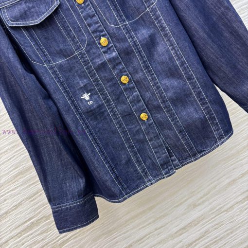 CC75939 Dior Retro Fashionable 25 Spring/Summer Little Bee Embroidered Decorative Cowboy Shirt 65y2uxfd - Image 7