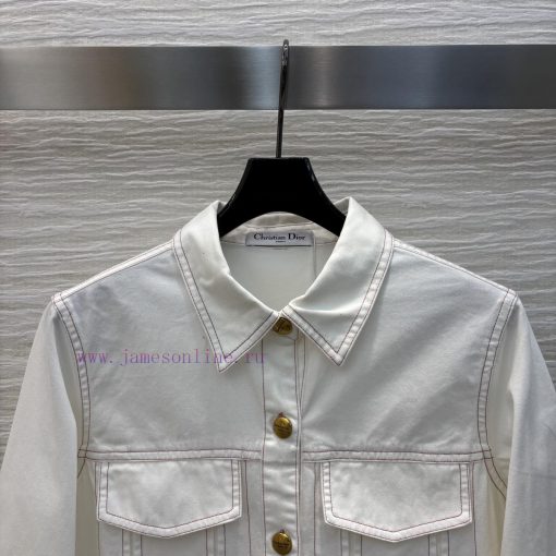 CC75939 Dior Retro Fashionable 25 Spring/Summer Little Bee Embroidered Decorative Cowboy Shirt pgtqktve - Image 3