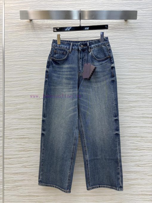 CK75950 Prada 25 Spring/Summer Height Enhancing Pants Retro Blue Straight Leg Nine Quarter Jean 538pij1u - Image 2