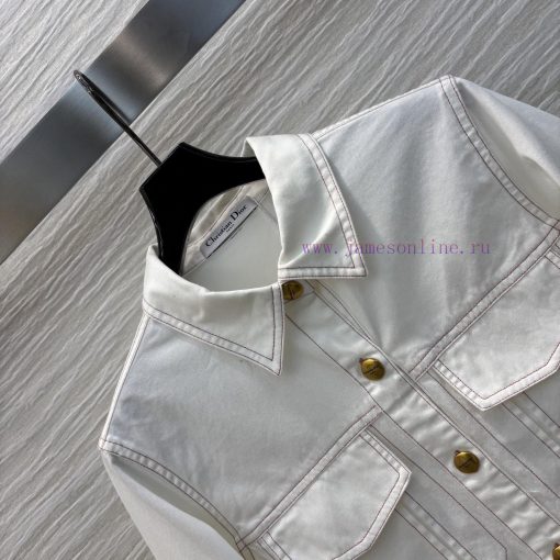 CC75939 Dior Retro Fashionable 25 Spring/Summer Little Bee Embroidered Decorative Cowboy Shirt pgtqktve - Image 6