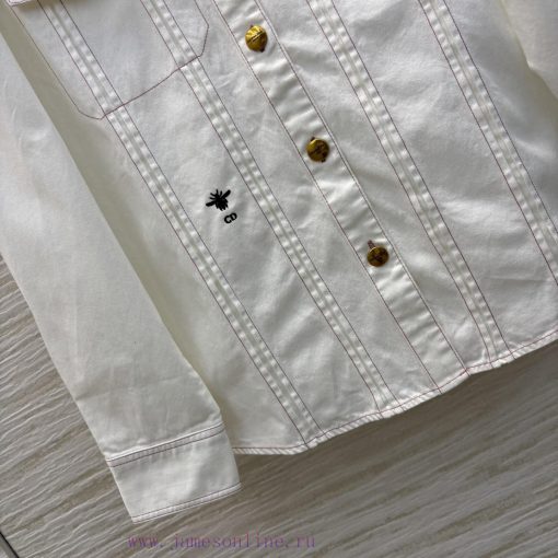CC75939 Dior Retro Fashionable 25 Spring/Summer Little Bee Embroidered Decorative Cowboy Shirt pgtqktve - Image 7