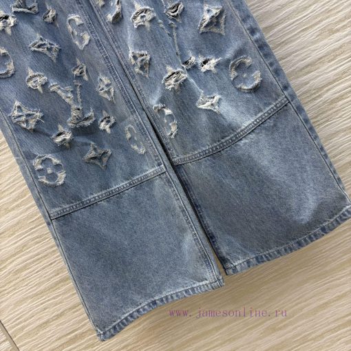 CK75951 Louis Vuitton Spring/Summer Logo Jacquard Straight Leg Jeans Is A Very Creative Piece T w67wwc31 - Image 8