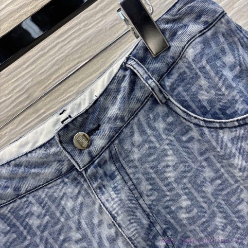 CK75952 Fendi 25 Early Spring New Collection Classic Double F Pattern Wide Leg Jeans With Flora r5yvafhr - Image 5