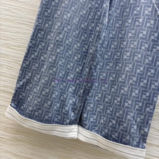 CK75952 Fendi 25 Early Spring New Collection Classic Double F Pattern Wide Leg Jeans With Flora r5yvafhr - Image 8