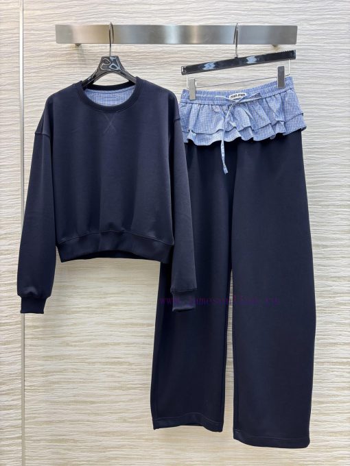CT75955 Miu Miu 25 New Model Exquisite Hoodie Set Round Neck Hoodie+lace Casual Pants Basic Rou 81cu3p1j - Image 2