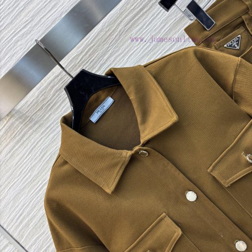 CT75956 Prada 25 Early Spring New Collection Triangular Decorative Collar Shirt+Straight Leg Pa 1tke2x9i - Image 3