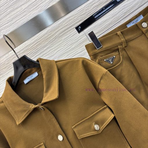 CT75956 Prada 25 Early Spring New Collection Triangular Decorative Collar Shirt+Straight Leg Pa 1tke2x9i - Image 4