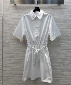 CL75957 Prada 25 Spring/Summer New Collection Featuring A Collar And Waist Cinching Short Sleev oizxifjf