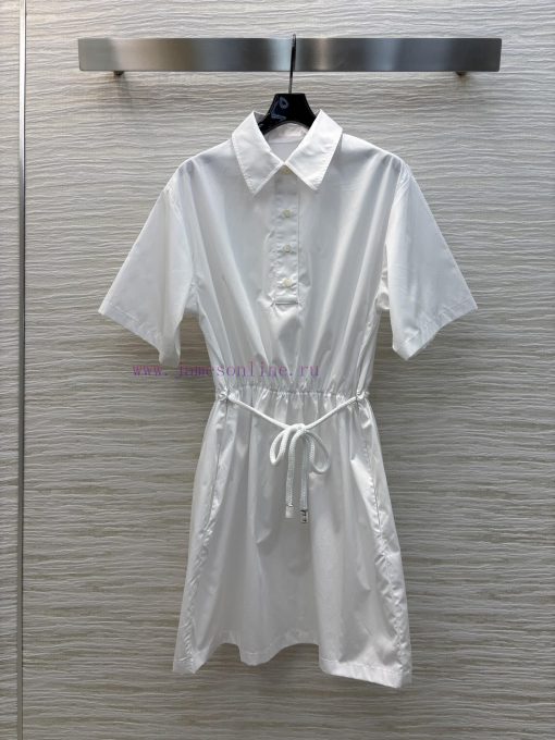 CL75957 Prada 25 Spring/Summer New Collection Featuring A Collar And Waist Cinching Short Sleev oizxifjf