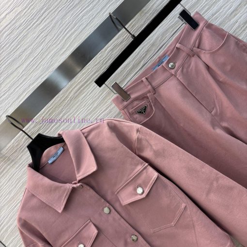 CT75956 Prada 25 Early Spring New Collection Triangular Decorative Collar Shirt+Straight Leg Pa wh9tdeby - Image 6