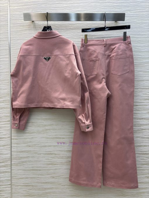 CT75956 Prada 25 Early Spring New Collection Triangular Decorative Collar Shirt+Straight Leg Pa wh9tdeby - Image 9