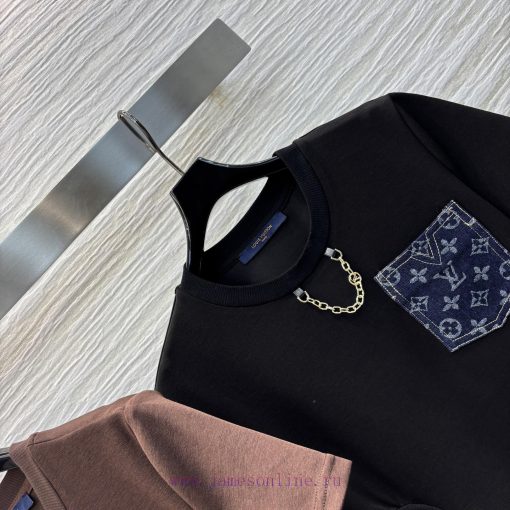 CL75958 Louis Vuitton 25 Early Spring New Collection Splicing Vintage Denim Pocket Short Sleeve pd1ng6p7 - Image 3