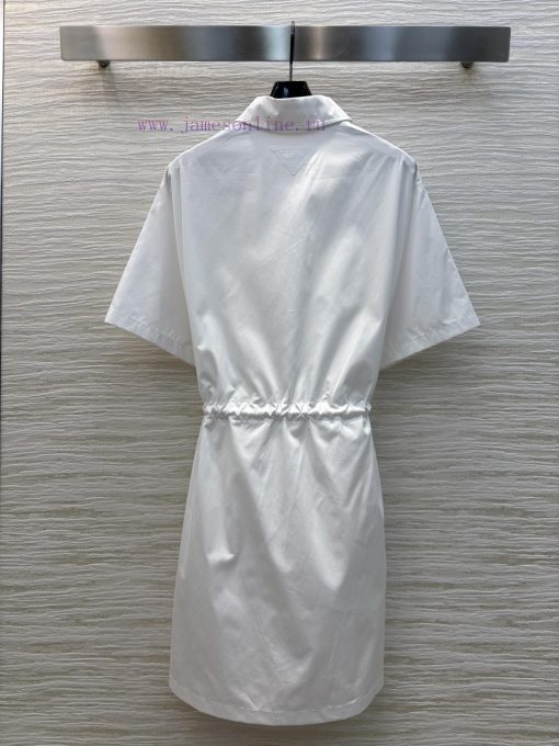 CL75957 Prada 25 Spring/Summer New Collection Featuring A Collar And Waist Cinching Short Sleev oizxifjf - Image 9