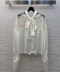 CC75962 Ermanno Scervino Lace King 25 Early Spring Heavy Craft Lace Splicing Straight Silk Shir 4ccrfu6w