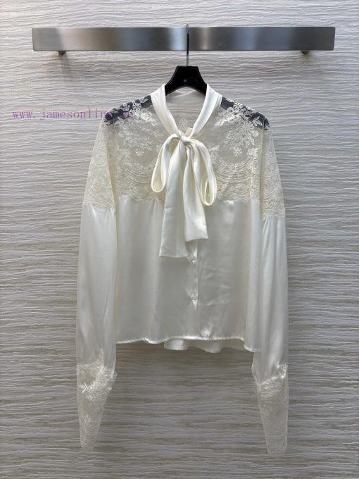 CC75962 Ermanno Scervino Lace King 25 Early Spring Heavy Craft Lace Splicing Straight Silk Shir 4ccrfu6w - Image 2