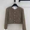 Strongly Recommend BW75965 Miu Style Girls' Retro Small Grid Round Neck Jacket With Detachable 001qx7d8