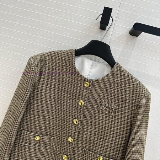 Strongly Recommend BW75965 Miu Style Girls' Retro Small Grid Round Neck Jacket With Detachable 001qx7d8 - Image 3