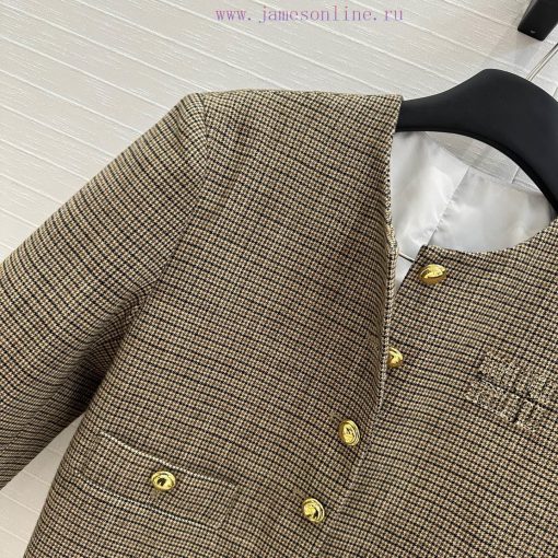 Strongly Recommend BW75965 Miu Style Girls' Retro Small Grid Round Neck Jacket With Detachable 001qx7d8 - Image 4