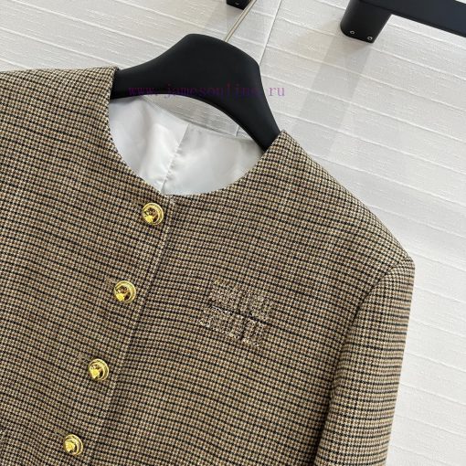 Strongly Recommend BW75965 Miu Style Girls' Retro Small Grid Round Neck Jacket With Detachable 001qx7d8 - Image 5
