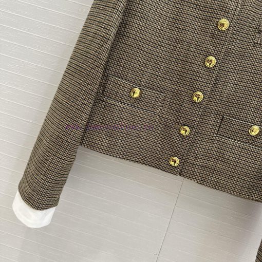 Strongly Recommend BW75965 Miu Style Girls' Retro Small Grid Round Neck Jacket With Detachable 001qx7d8 - Image 6