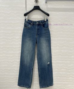 ️ 🤞 AK75971 Miss Dior Ripped Washed Straight Leg Jeans Original Custom Retro Original Color Blu 8niuyu1i
