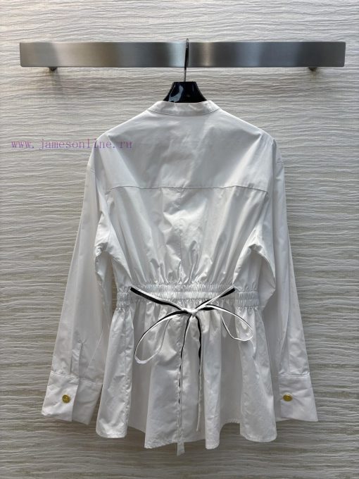 CC75975 Schiaparelli 25 Spring/Summer Drawstring Waist Cinching Shirt With Metal Eye Buckle Des b46gd07y - Image 9