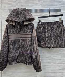CT75979 Fendi 25 Early Spring New Collection Double F Printed Casual Set Hooded Zipper Jacket+H rmln58zt