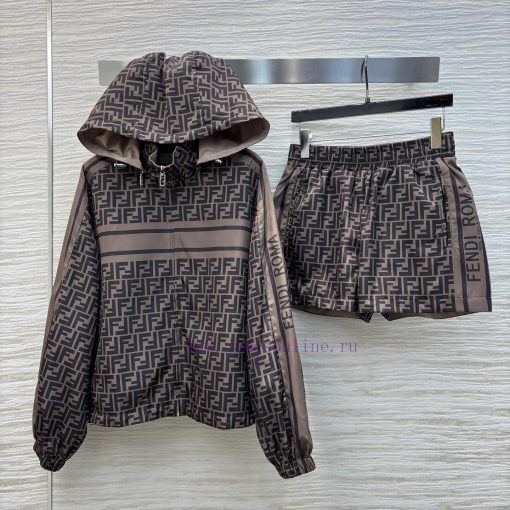 CT75979 Fendi 25 Early Spring New Collection Double F Printed Casual Set Hooded Zipper Jacket+H rmln58zt