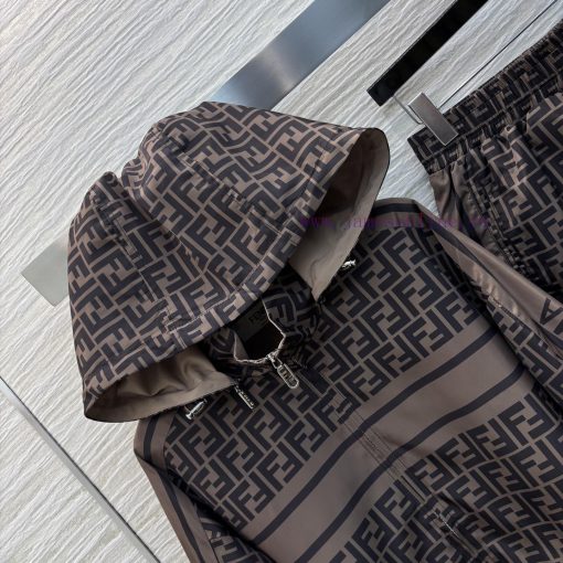 CT75979 Fendi 25 Early Spring New Collection Double F Printed Casual Set Hooded Zipper Jacket+H rmln58zt - Image 3