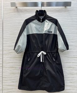 CL75980 Miu Miu 25 Spring/Summer Stand Up Collar And Waist Cinching Short Sleeved Dress With Ny iq7se0xq