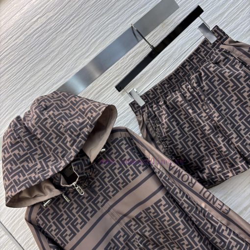 CT75979 Fendi 25 Early Spring New Collection Double F Printed Casual Set Hooded Zipper Jacket+H rmln58zt - Image 6