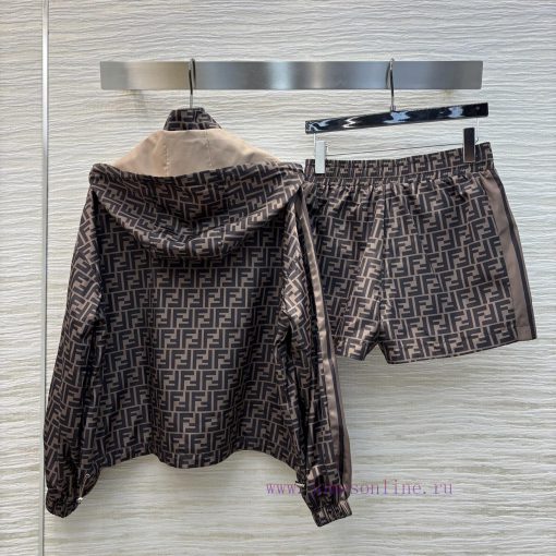 CT75979 Fendi 25 Early Spring New Collection Double F Printed Casual Set Hooded Zipper Jacket+H rmln58zt - Image 9