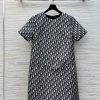 CL75981 Dior 25 Early Spring New Collection Logo Printed Round Neck Short Sleeved Dress With Cl goxefxix